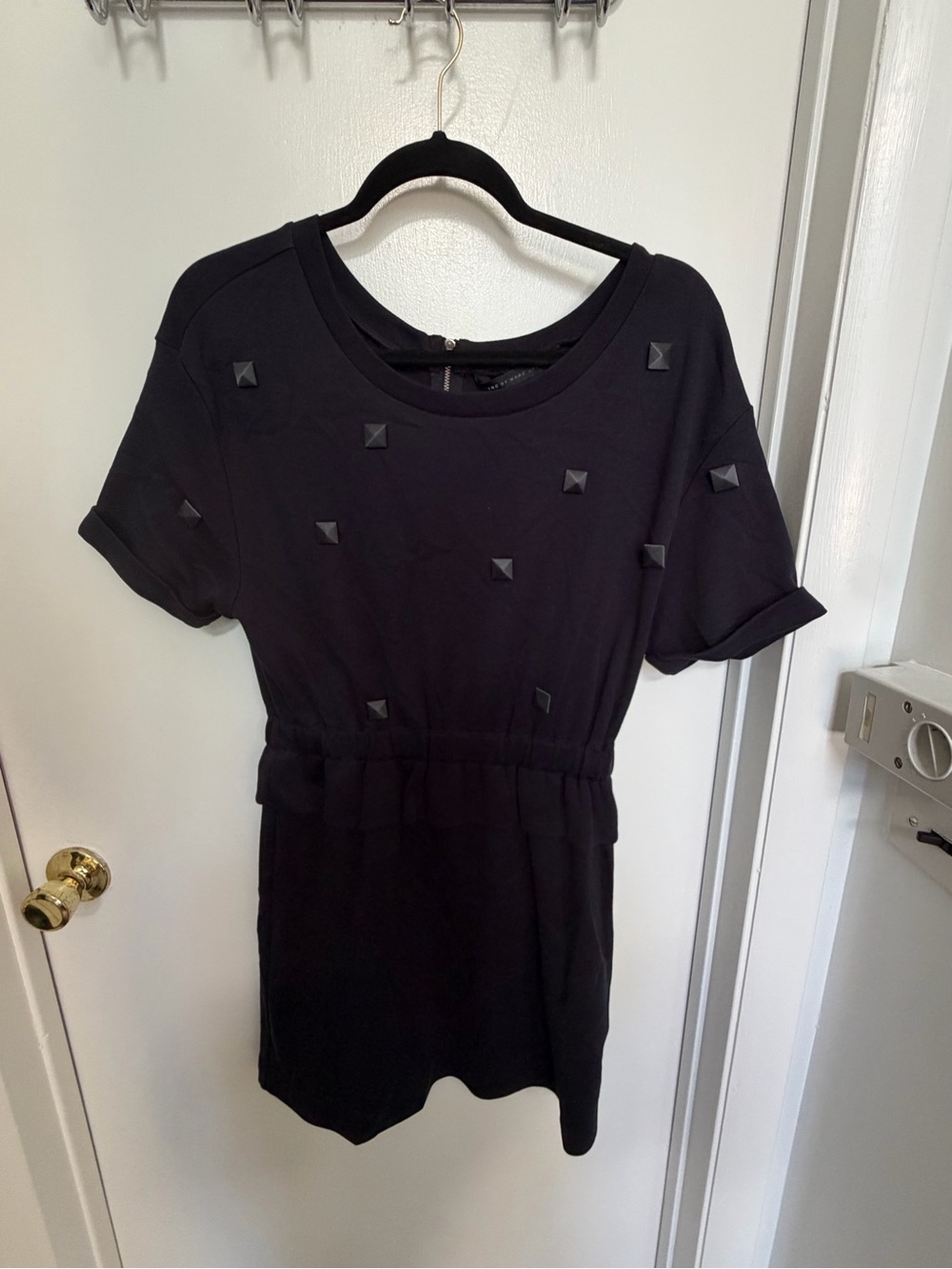 Marc By Marc Jacobs Black Short Sleeve Studded Waist Dress
